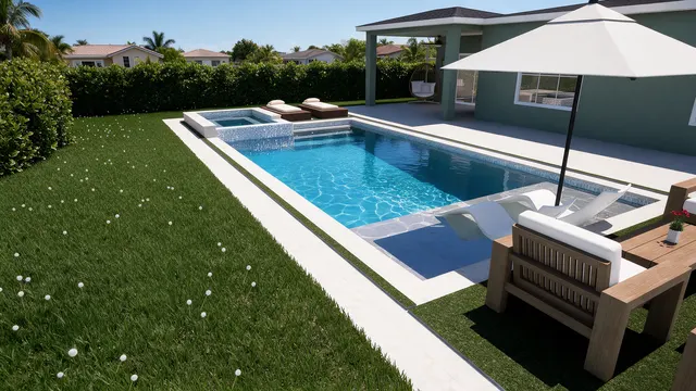 Render of the Feliciano pool and spa, view 03 (day view)
